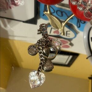 Kathy Van Zeeland Y2K Silver Heart Charm Keychain